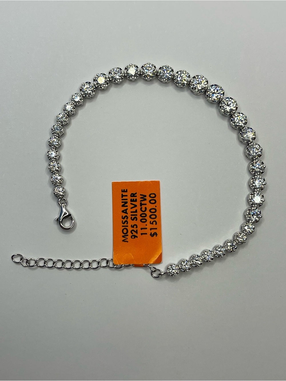 Sterling Silver Moissanite Graduated Tennis Bracelet